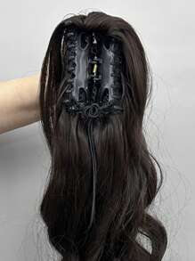 Brown Claw Ponytail Extension Hair Accessories 20 Inch Long Natural Wave Heat Resistant Fiber Synthetic Ponytail Wig Women Daily Use - Brown - View 6