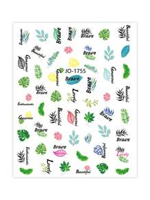 2 Pcs St. Patrick's Day Nail Art Stickers Lucky Four-Leaf Clover & Leaf ,Fashionable Nail Decorations - Multicolor - View 5