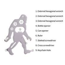 1入隨身多功能不鏽鋼求生工具卡-大腳怪/沙斯奎奇/雪人/露營/徒步旅行禮物/戶外活動 - 銀色 - 查看 5