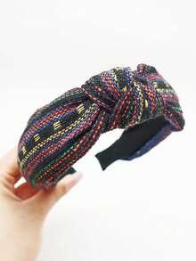 1pc Women's Multicolor Retro Style Knotted Headband, Suitable For Daily Use - Multicolor - View 4