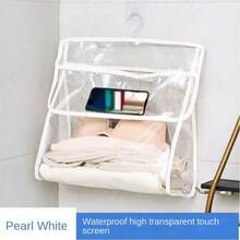Bathroom Waterproof Clothing Hanging Bag For Bathing, Clothes And Mobile Phone Storage Bag, Wall Hanging Large Capacity Storage Bag - White (Large Size) - 1 Bag - White - View 1