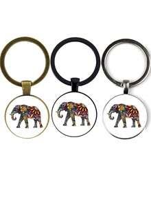 3pcs/Set Creative Cartoon Elephant Print Pen, Available In Black, Antique Bronze And Silver Color, For Teacher's Day, Friends, Family And Lovers' Gifts - Multicolor - View 3