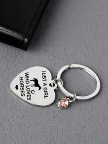 1pc/2pcs Personalized Stainless Steel Horse Design Keychain Gift For Friends, Bffs, Horse Lovers, Engraved Names Or Messages Reminder Accessories - Silver - View 3