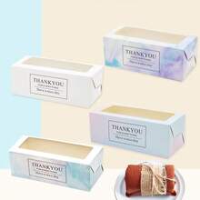 20入組17.5*8.2*6.2公分流行風格毛巾抽屜式透明窗口蛋糕捲包裝盒,蛋糕、老虎皮面包、食品包裝紙盒 - 小兔子 - 查看 2