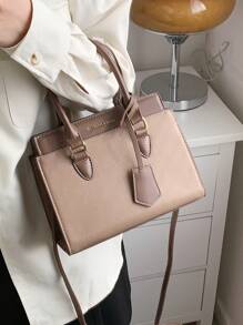 BELLEBORG Fashionable Colorblock Lady Handbag, Shoulder Bag, Eye-Catching Work Bags For Women - Khaki - View 6