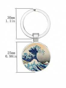 3pcs/Set Creative Keychain Printed With Waves Design, Comes In Black, Antique Bronze And Silver, Great Gift For Teachers, Lovers, Friends And Family - Multicolor - View 10