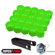 20入組輪胎螺帽帽蓋,17mm/19mm/21mm螺帽套,六角形輪螺母套,內六角塑料輪螺栓,汽車輪安全帽外觀保護帶有移除工具 - 綠色 - 查看 15