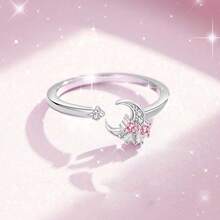 1pc Lovely Synthetic Cubic Zirconia Decor S925 Sterling Silver Ring, Valentine's Day Gift For Girls - Silver - View 2