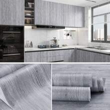 1卷灰色橡木紋理剝離貼和自粘式可拆式接觸紙拼接板提供櫥台櫥櫃使用,適用於塑料膜卷材 - 灰色 - 查看 4