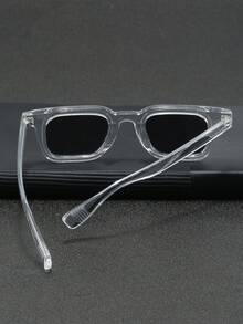 1片男女通用透明方框休閒時尚眼鏡,用於裝飾 - 灰色 - 查看 5