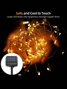 1 件銅線燈,7m/12m/22m/32m 戶外太陽能供電 Led 燈串,具有 8 種模式防水功能,白色/暖白色/多色光,適合花園、庭院、樹木、節日、派對和婚禮 - 黃色 - 查看 4