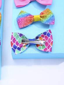 10入組幼兒女童蝴蝶結裝飾髮夾 - 彩色 - 查看 4