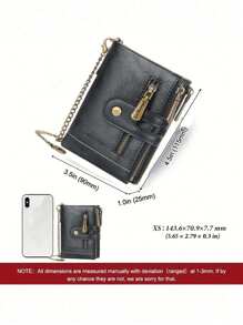 محفظة رجالية بمطوية مزدوجة من الجلد محفظة مع حامل بطاقات وسلسلة مضادة للسرقة، جيب سحاب معتدل للعملة، مع نافذة لبطاقة الهوية، هدايا للرجال. محفظة صغيرة، محفظة رجالية من الجلد محفظة RFID