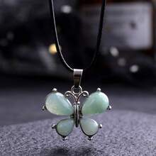 1入天然水晶蝴蝶造型吊墜,適用於家居裝飾或治療水晶蝴蝶項鍊 - 療癒水晶蝴蝶吊墜項鍊 - 查看 2