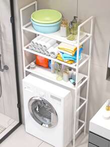 Organizador para baño lavadora rack toallero mueble estante sanitario repisa - Blanco - Ver 6