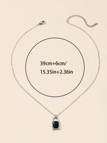 1pc Stylish Luxury French Delicate Black Lock Pendant Necklace Suitable For Daily Wear For Both Men And Women - Black - View 5