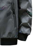 男士字母印花棒球領防風戶外夾克 - 灰色 - 查看 2