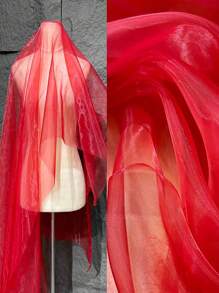 1片漸變雙色網眼織物,激光紋理透視布長裙披肩創意手工織物 - 彩色 - 查看 1