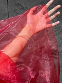 1片漸變雙色網眼織物,激光紋理透視布長裙披肩創意手工織物 - 彩色 - 查看 3