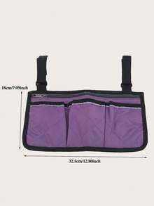 1個輪椅側邊收納袋,多口袋和反光條紋設計,便攜折疊戶外露營椅側掛袋 - 紫色 - 查看 2