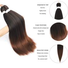 Cabello trenzado preestirado 1 pieza/paquete Extensiones sintéticas ombré de textura suave yaki profesional, sin picazón, apto para agua caliente para trenzas para uso diario, fiesta, Halloween, cosplay, Navidad, fiestas, etc. (1B/30) - Marrón - Ver 4