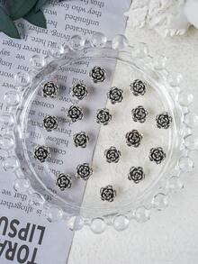 MAOMIA 10入組3d金屬合金心形和山茶花形指甲藝術裝飾品,復古魅力diy指甲藝術配件,閃亮指甲裝飾 - 銀色 - 查看 6
