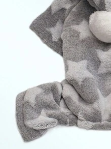 1pc Cat & Dog Coral Fleece Star Hooded Jumpsuit, Thickened And Warm Pet Homewear - Grey - View 3