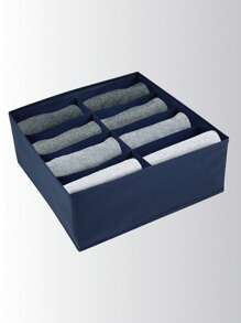 1個灰色8格抽屜收納盒,適合衣櫥裡的襪子、內衣和衣服,帶有可摺疊隔板