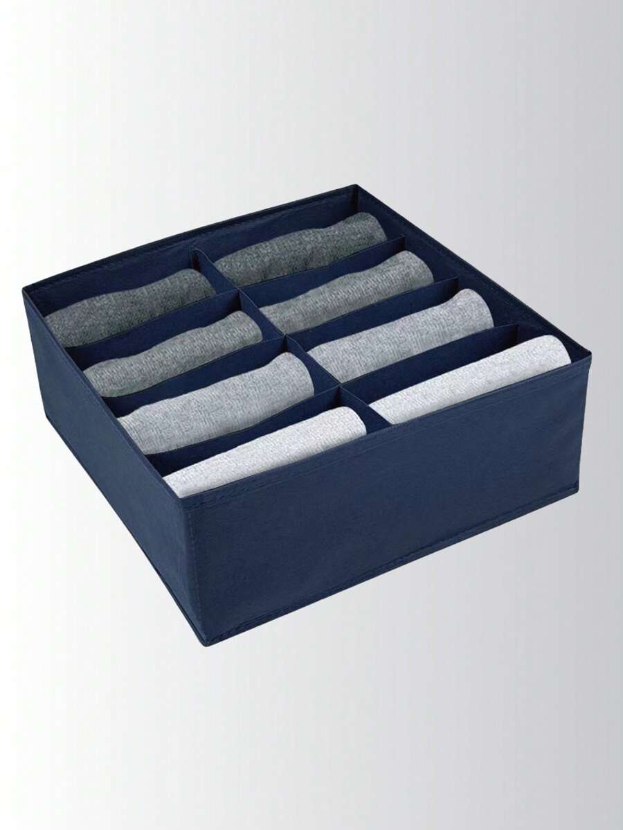 1個灰色8格抽屜收納盒,適合衣櫥裡的襪子、內衣和衣服,帶有可摺疊隔板