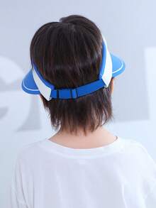 春夏新款撞色拼接空顶男童太阳帽，春夏出行必备，大帽檐防晒效果好，适合日常使用。 - 寶藍色 - 查看 5