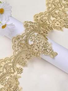 XDH1589 Carcass Embroidery Lace Trim Handmade DIY Wedding Curtain Tablecloth Material Wedding Stage Decor Fabric/Length: 91.44-914.4cm - White - View 14