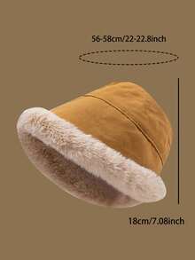 1個女式純色毛絨桶帽，簡約且加厚，防風保暖，休閒百搭，適合送給女友或閨蜜，適合日常穿搭、旅遊、假期、街拍，秋冬季節的完美禮物 - 卡其 - 查看 2