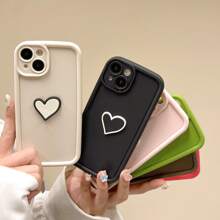 1入組矽膠抗摔手機殼,彩色心形設計,適用於 iPhone - 綠色 - 查看 5