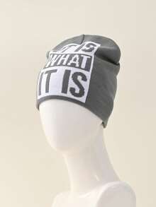 1 Miếng Y2K Phong cách Gothic Lá thư Là Mũ len Ấm áp Và Đúng mốt Mũ Beanies , Không giới tính Thích hợp Đối với Ngoài trời Thể thao , Mua sắm , Các bữa tiệc , Du lịch Mặc - Xám - Xem 3