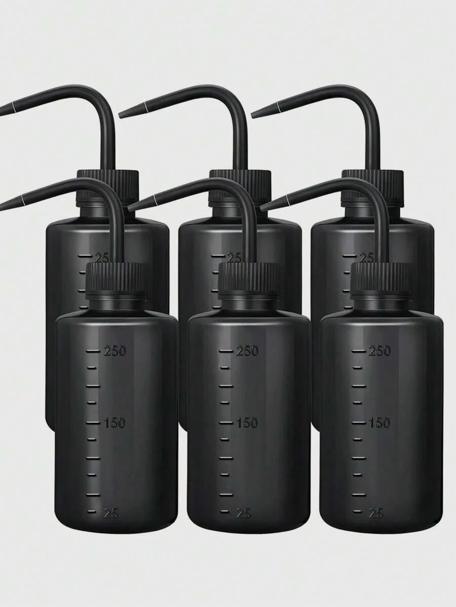 klimonla 1入組具有刻度的刺青噴霧瓶,刺青清潔瓶,250毫升刺青彎嘴噴霧瓶,彎口塑料清潔瓶,刺青和刺繡清潔工具,適用於睫毛延伸的小型塑料清潔瓶 - 黑色 - 查看 1