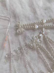 Sweet Style Handmade Phone Chain With Anti-Drop Function, Pearl, Crystal, And Bowknot Decorated, Ins Fashion For Girls - Clear - View 4