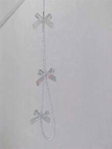 Sweet Style Handmade Phone Chain With Anti-Drop Function, Pearl, Crystal, And Bowknot Decorated, Ins Fashion For Girls - Clear - View 7