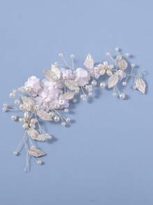 1件女士优雅花朵水钻装饰发箍，时尚发夹新娘配饰波西米亚风情人节配饰