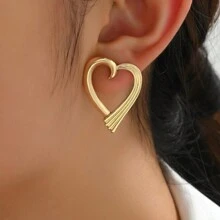 1pair European And American Style Creative Heart Shaped Stud Earrings - Gold Heart Earrings - View 6