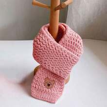 2入組/套粉色的溫暖毛絨熊帽和圍巾適用於兒童,秋天和冬天 - 粉色 - 查看 2