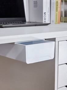 1pc Under Desk Drawer Type Non-Drilling Storage Box & Shelf Organizer - Grey - View 3