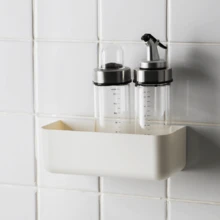 帶排水孔的掛壁化妝品收納盒和浴室收納架 - 白色 - 查看 2