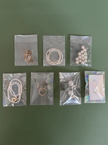 50/100pcs Transparent Holographic Iridescent Jewelry Bags, Jewelry Protection Bags Heart Gradient Transparent OPP Bags, Shiny Card Film, Colorful Photochromic Photo Card Protector - Multicolor - View 10