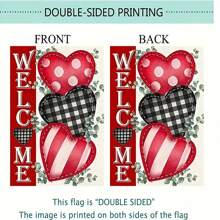 1pc Outdoor Garden Hanging Flag With White Polka Dots, Stripes, Checks & Heart Patterns For Party Decoration (Flagpole Not Included) - Multicolor - View 3