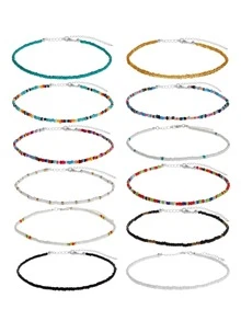 手工編織的波西米亞風格短項鍊,用彩色種子珠製成,為女性提供時尚配件 - 白色 - 查看 2