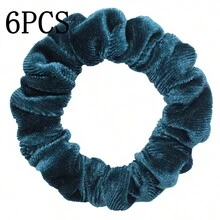 6/10 件/批 天鹅绒女士女孩发圈弹性发带 多色混合纯色时尚马尾辫固定发带配饰发圈 适合日常使用 - 彩色 - 查看 36