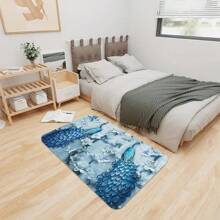 1pc Creative Pattern Crystal Velvet Living Room Area Rug, Modern Cartoon Print Floor Mat For Home, Sofa, Window, Random Delivery - Delicate Blue Peacock - View 6