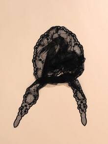 1 件裝女式三角形蕾絲頭帶和多用途圍巾,甜美花卉印花,薄而優雅 - 黑色 - 查看 2