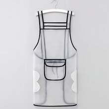 Fashionable Double-Shoulder Tpu Apron For Home Kitchen Cooking, Waterproof & Oil-Proof Women's Long Workwear With Towel - White - View 2