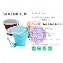 1入灰色新款270毫升矽膠可折疊旅行杯,帶蓋可伸縮飲水杯,適用於戶外運動攜帶便攜水杯 - 灰色 - 查看 4